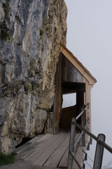 Przejście, kładka na skałach - Ebenalp, Szwajcaria