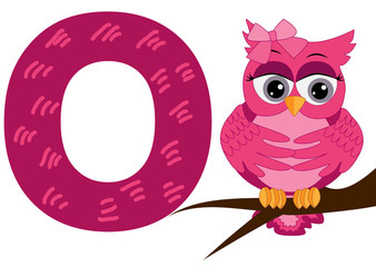 illustration of Animals alphabet: O is for Owl