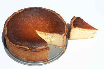 Käsekuchen mit Mürbeteig.