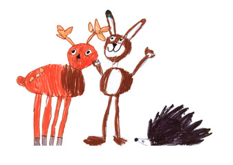 child's drawing of forest animals