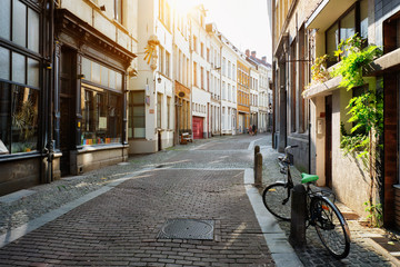 Antwerp street with row of old houses, Belgium © Dmitry Rukhlenko