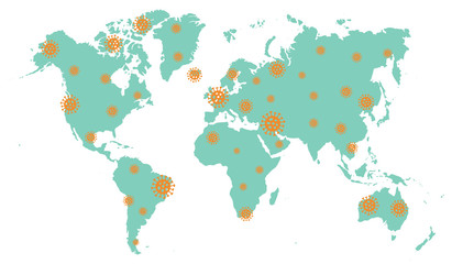 Coronavirus world map. Tracking the global outbreak viral spread. Vector illustration on transparent background. 
