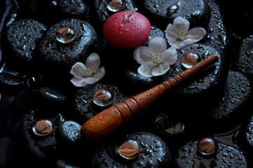 spa still life with stones and orchid