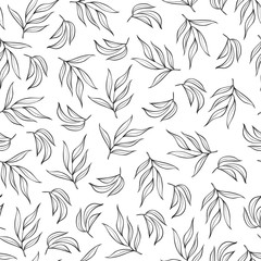 Fototapeta premium Seamless floral pattern. Stylish repeating texture. Repeating texture with black leaves on background.