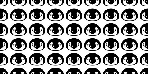penguin Seamless pattern bird vector head face cartoon scarf isolated tile background repeat wallpaper illustration doodle design
