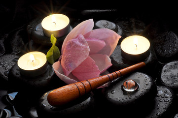 spa still life with stones and orchid