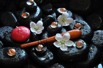 spa still life with stones and orchid