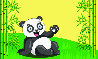 Illustration vector graphic of Panda in bamboo forest