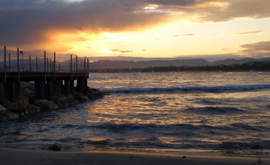 Sunset by the pier at Salou