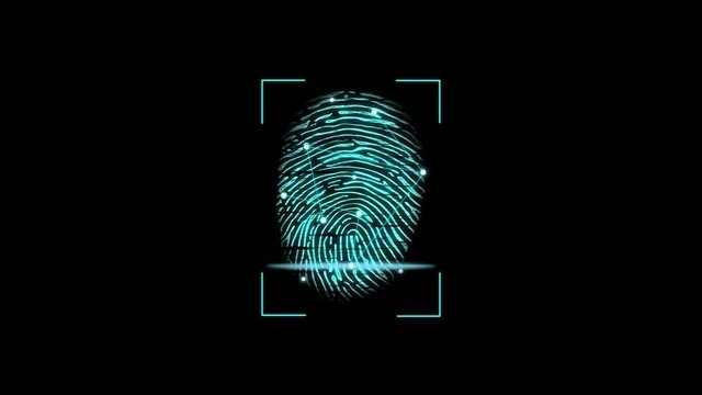 Neon animation of finger scanning.