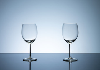 simple Empty clear wineglass on table