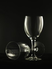 Wine cups on black background