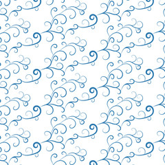 Swirls seamless ornament in blue color