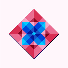 This is a polygonal pattern. This is a blue and pink geometric mandala. Kaleidoscope pattern. This is a vector arabic geometric symbol.