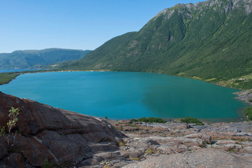Naklejka na ściany i meble glacier in the mountains, Svartisen, North of Norway 