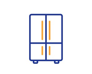 Two-chamber refrigerator line icon. Fridge sign. Freezer storage symbol. Colorful thin line outline concept. Linear style refrigerator icon. Editable stroke. Vector