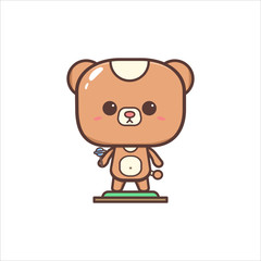 Cute happy Bear with lollipop cartoon character illustration mascot icon design