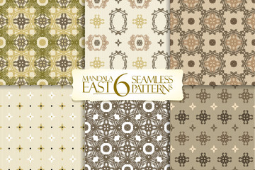 Set of 6 oriental seamless patterns with arabic ornaments