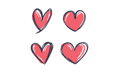 Heart doodles. Set of hand drawn valentine's heart illustrations.