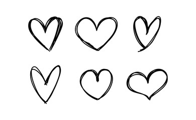 Heart doodles. Set of hand drawn valentine's heart illustrations.