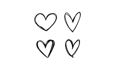 Heart doodles. Set of hand drawn valentine's heart illustrations.