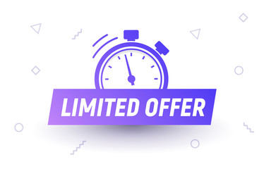 Promo limited offer sale price tag. Last limited offer clock countdown special label logo design