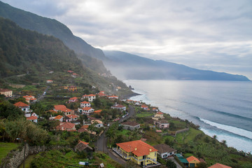 Fototapeta na wymiar Aerial View of the seaside town of Seixal, Madeira