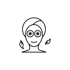 Woman, mask, cucumber icon. Simple line, outline vector elements of body care for ui and ux, website or mobile application