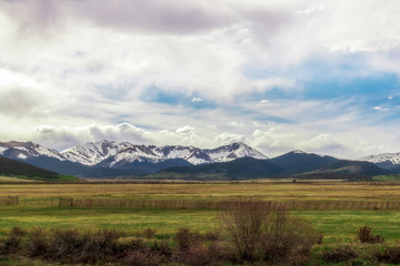 Scenic view of snowy Colorado Mountains near Fairplay, Colorado