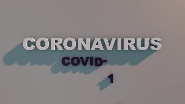 3D animation of a text message about covid-19 coronavirus. The message POPs up over the gray surface, the letters jump and settle. 4K animation for messengers and banners.