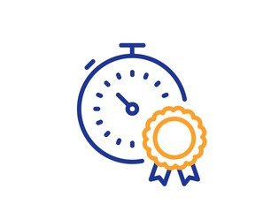 Best result line icon. Timer award sign sign. Successful win symbol. Colorful thin line outline concept. Linear style best result icon. Editable stroke. Vector