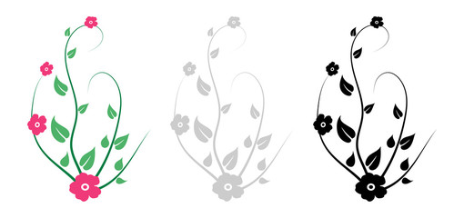 Flower Swirls with Leafs Design Element for Illustrations