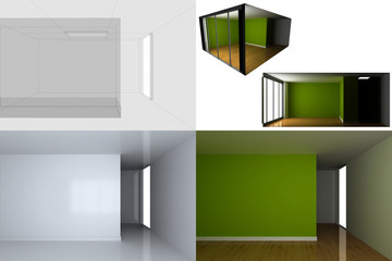 Technical project of an apartment, original 3d rendering