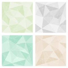 Grey, green and pastel beige triangle vector background or chevron surface pattern set