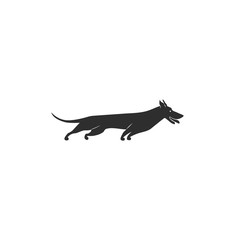 Black icon of female dachshund. Cute family dog. Simple silhouette pictogram for different design.