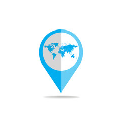World globe map positioning pin vector icon logo