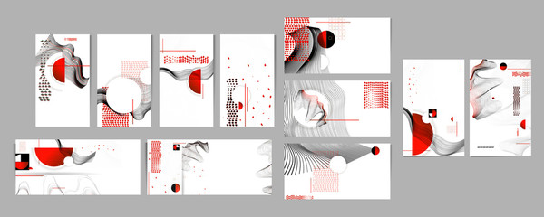 Poster design Japanese style templates set invitations