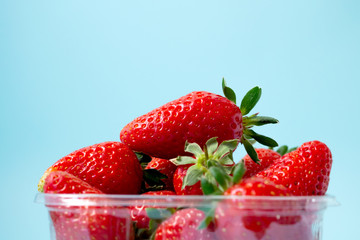 Strawberry. Fresh harvest of organic berries. Close up.