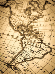 アンティークの世界地図　アメリカ大陸