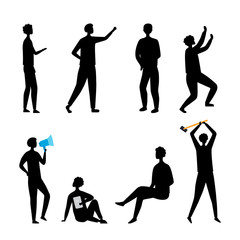 Leadership, HR, Teamwork Concept. Collection of Business People Silhouettes In Different Poses. Set Of Scenes With Characters. Office Workers in Various Situations. Cartoon Flat Vector Illustration