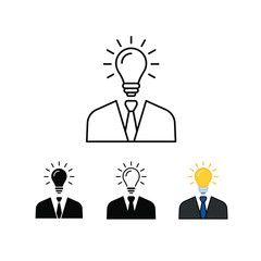 A businessman or worker is thinking and looking for creative ideas, problem solving and brilliant solutions. Business idea solution simple icon. Vector illustration. Design on white background. EPS 10