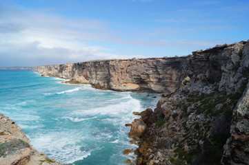 Huge cliffs and blue sea in Australia