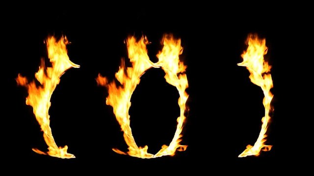 Ignition of the fire ring. The flame reacts to something jumping into it. For video editing, the far and near semicircle are separated. Alpha channel included.  Isolated animation.
