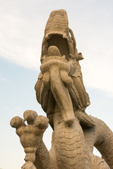 Sculpture of dragon carved in stone in Longtan Park in Beijing, China