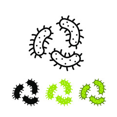 Microbes, bacteria, virus, microorganisms, allergy organism particle. Microscopic pathogen organism. Cell morphology characters. Germs icon. Vector illustration. Design on white background. EPS 10