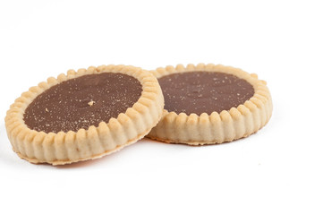 Chocolate biscuit isolated on a white background.Tasty food.Candy.Copy space