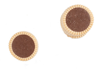 Chocolate biscuit isolated on a white background.Tasty food.Candy.Copy space