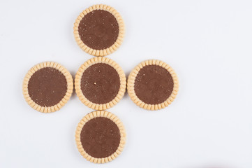 Chocolate biscuit isolated on a white background.Tasty food.Candy.Copy space