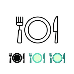 Plate and cutlery for restaurant  symbol. Lets eat. Suhoor and iftar food ramadan kareem mubarak.  consume health fasting, lunch, or dinner icon. Vector Illustration. Design on white background.EPS10.