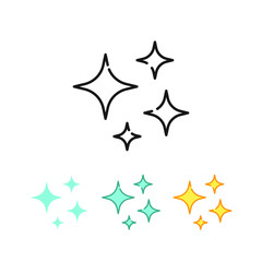 bright sparkles, glowing, starbust, magic stars, bright stars illustration. firework stars and glitter celebration. Shine icon, clean star icon. vector illustration. design on white background. EPS10